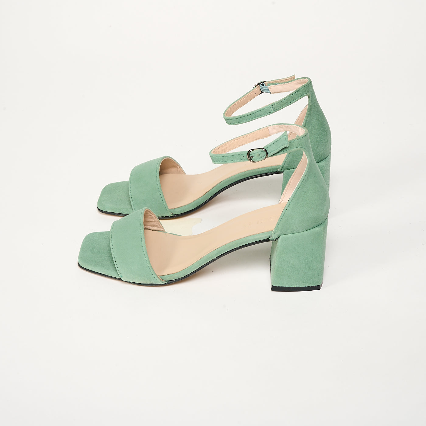 Sandalia tacón Verde Jade