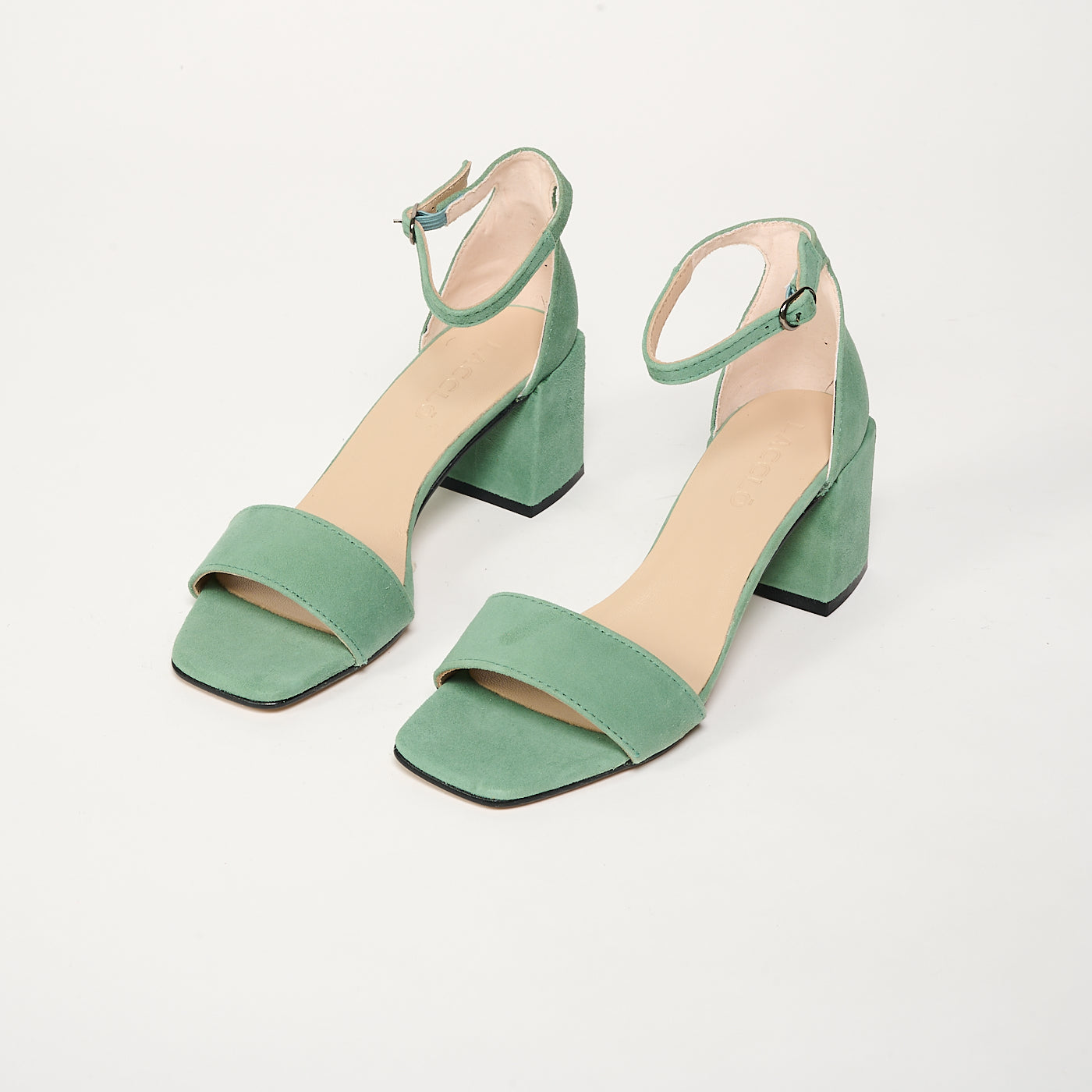 Sandalia tacón Verde Jade